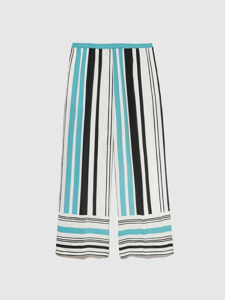 Printed satin trousers - women's flared trousers - Multi-color | Sisley image number 6